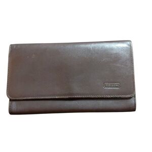 Coach Dark Brown Wallet Soft Leather Tri-fold Wallet